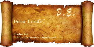 Deim Ernő névjegykártya